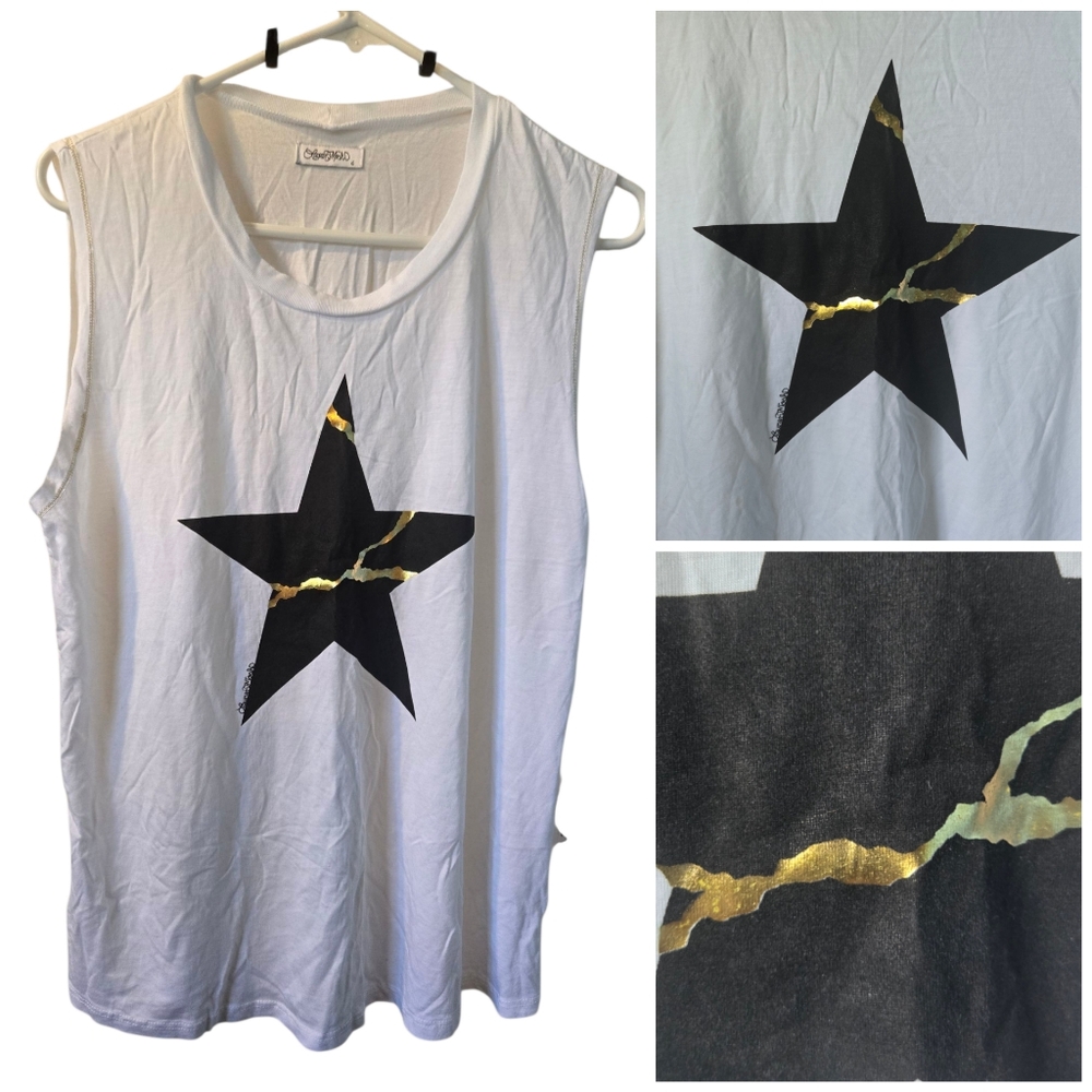 Lauren Moshi Cracked Foil Star tank top